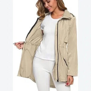 Zara  Basic Khaki Minimalist Preppy Coastal Classic Safari Utility Hooded Coat